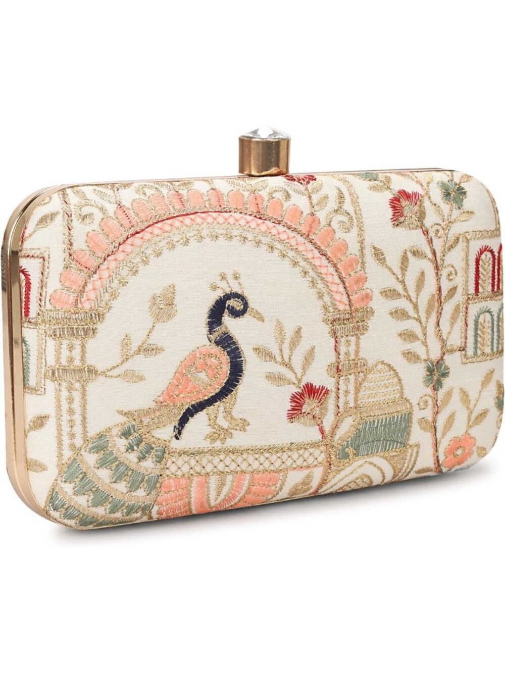 Handcrafted Designer Box Clutch with Zari Embroidery - Stylish Evening Bag for